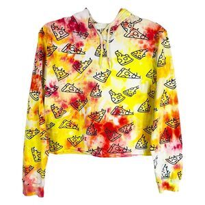 On Fire Large Hoodie Pizza Pizzazz Tie Dye All‎ Over Print Yellow Red 1015
